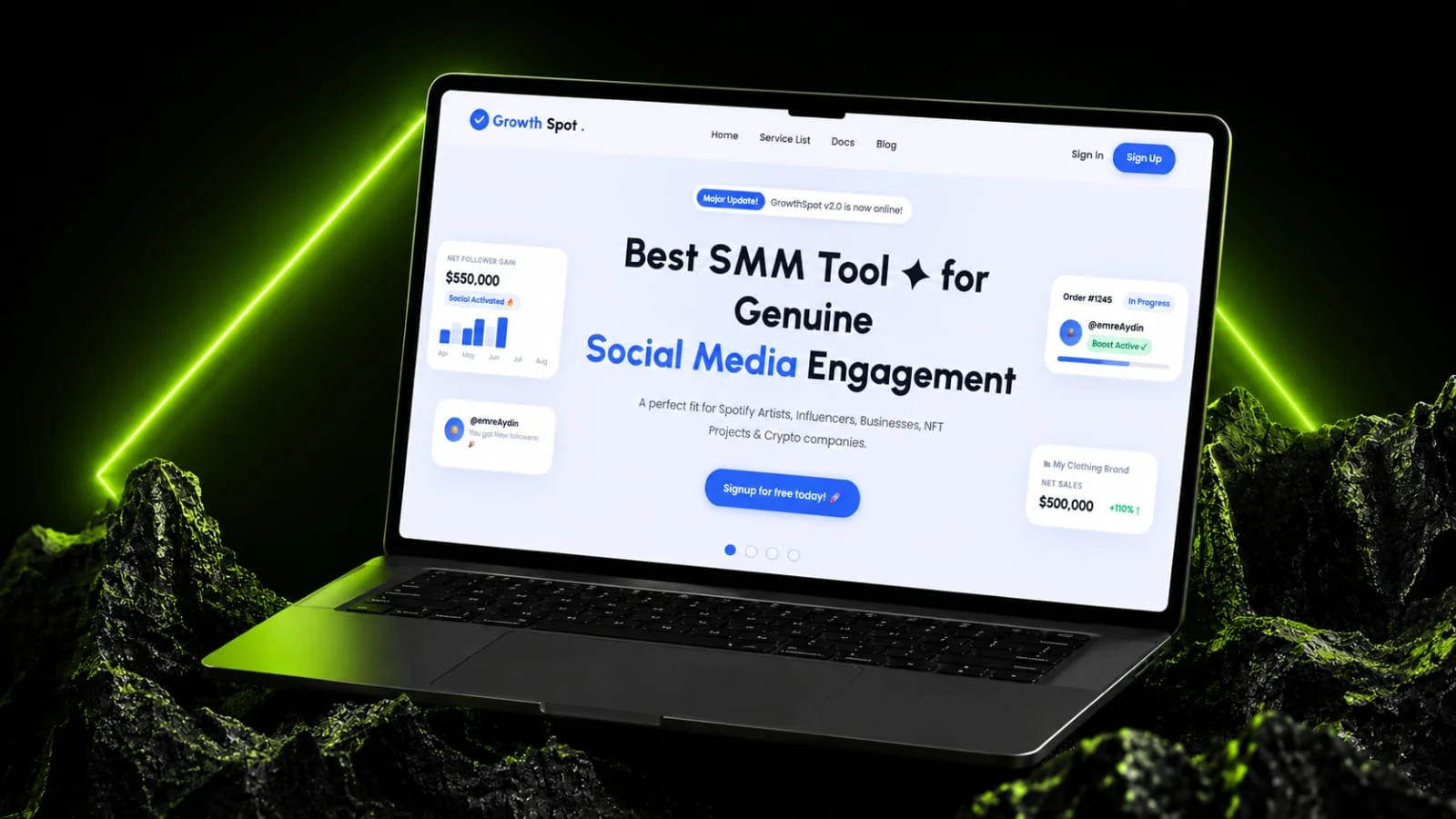 GrowthSpot SaaS Landing Page Full Screenshot