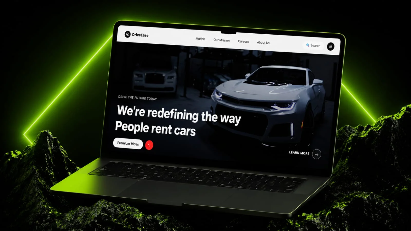 DriveEase Car Rental Landing Page Full Screenshot