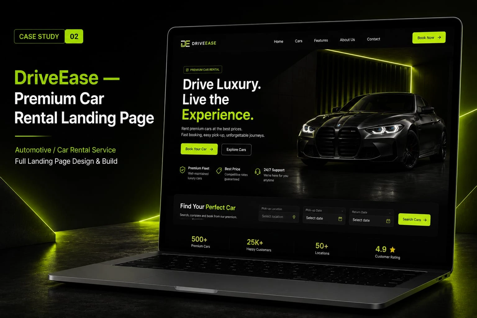 DriveEase Premium Car Rental Landing Page